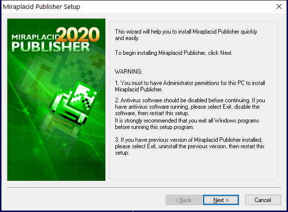 Miraplacid Publisher : Driver Installation Step 1/3