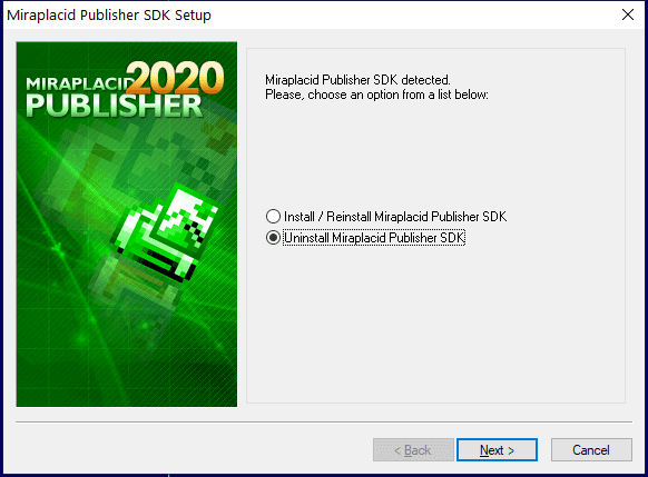 Miraplacid Publisher : Uninstallation Step 1/2