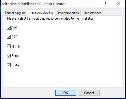 Miraplacid Publisher Setup Maker: Transport