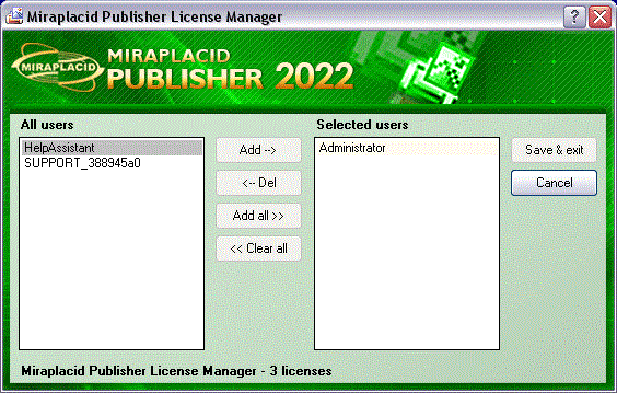 Miraplacid Publisher License Manager