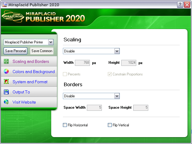 Miraplacid Publisher Settings