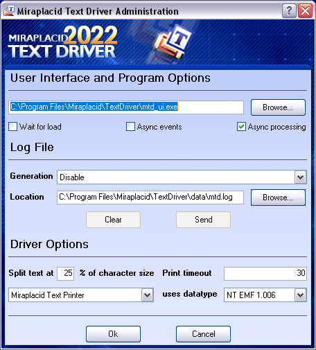 Miraplacid Text Driver Administrator