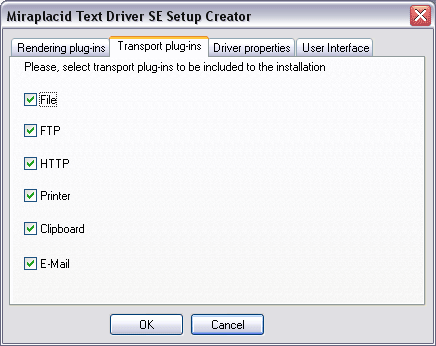 Miraplacid Text Driver Setup Maker: Transport