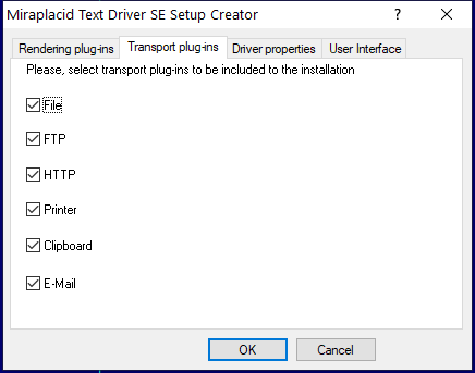 Miraplacid Text Driver Setup Maker: Transport