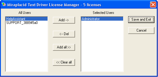 Miraplacid Text Driver License Manager