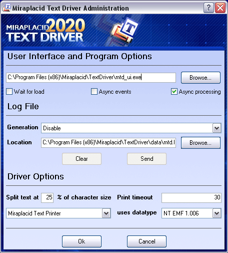 Miraplacid Text Driver Administrator